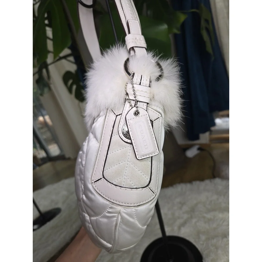 Y2k Vintage‎ Coach White Quilted Rabbit Fur Trim 2005